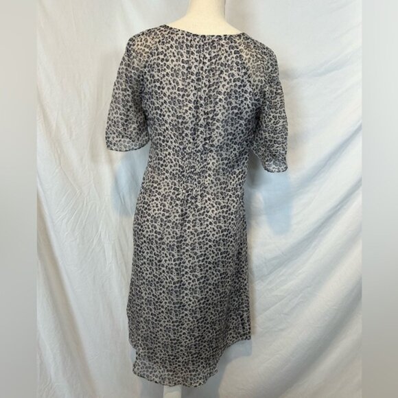 Sundance Silk Animal Print Dress Gray White Ruffle Leopard Small - Picture 2 of 9